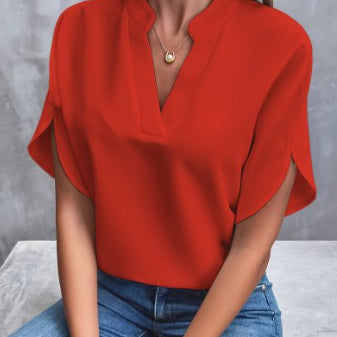 Chiffon Bluse Dame V-Hals – Let og Luftig