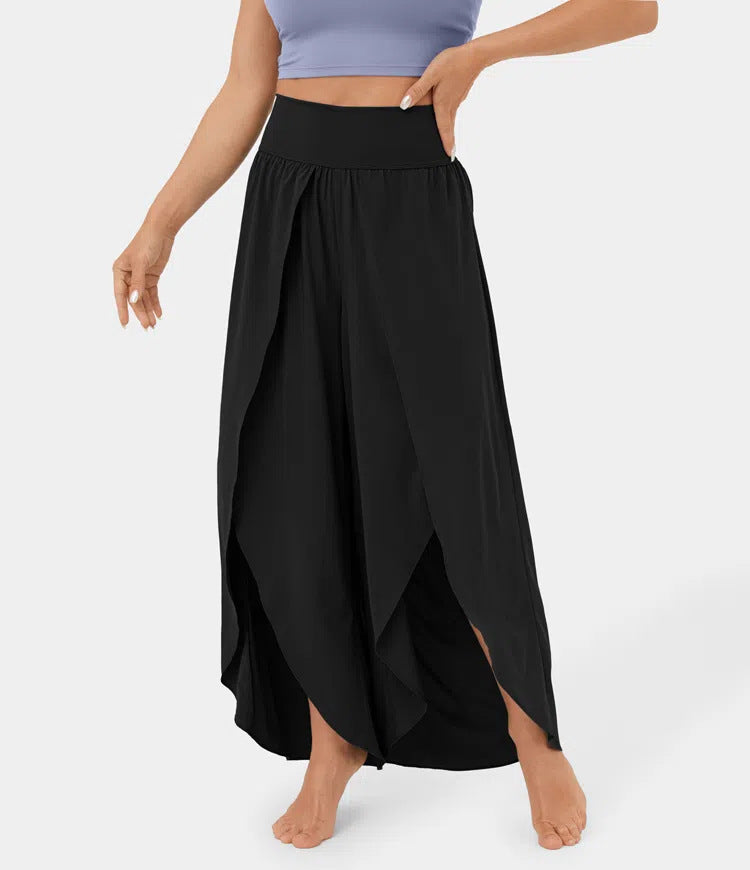Wide Leg Pants Women High Waist – Split Hem Flowing Pants for Summer