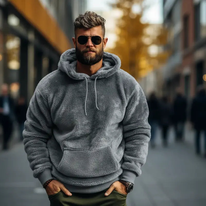 Mads | Hættetrøje Mænd Med Plysfor Indvendigt Afslappet Pasform Til Vinter