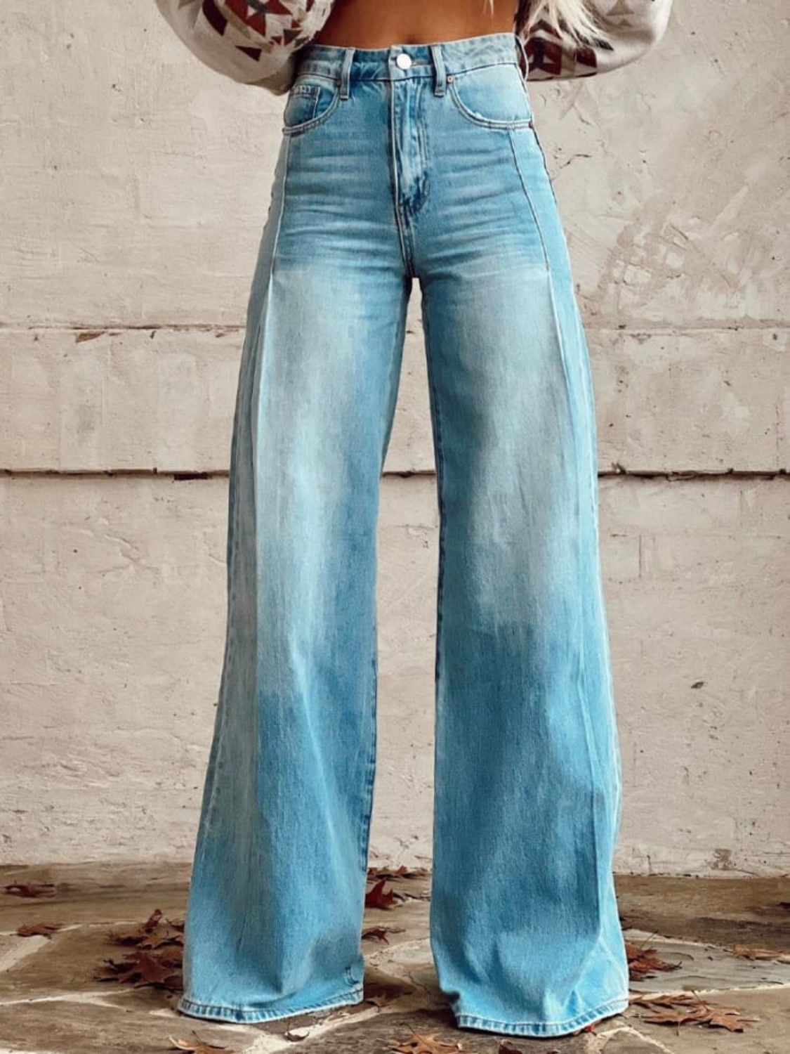 Wide Leg Jeans Women – High Waist Palazzo Jeans in Light Wash