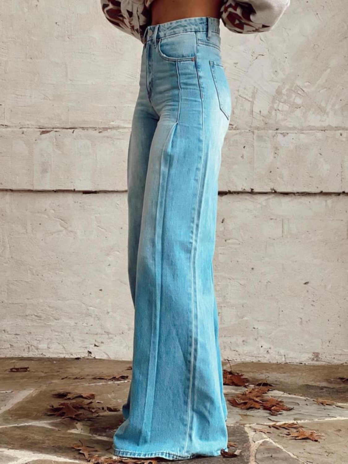 Wide Leg Jeans Women – High Waist Palazzo Jeans in Light Wash