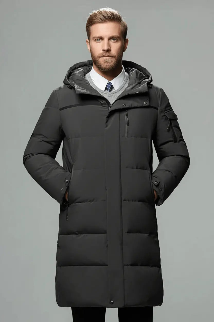 Nikolaj | Vinterjakke Herre – Lang Vandafvisende, Isoleret & Hætte