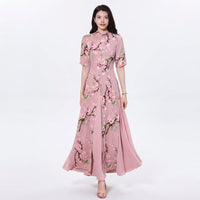 Floral Print Maxi Races Dress Women – Pink