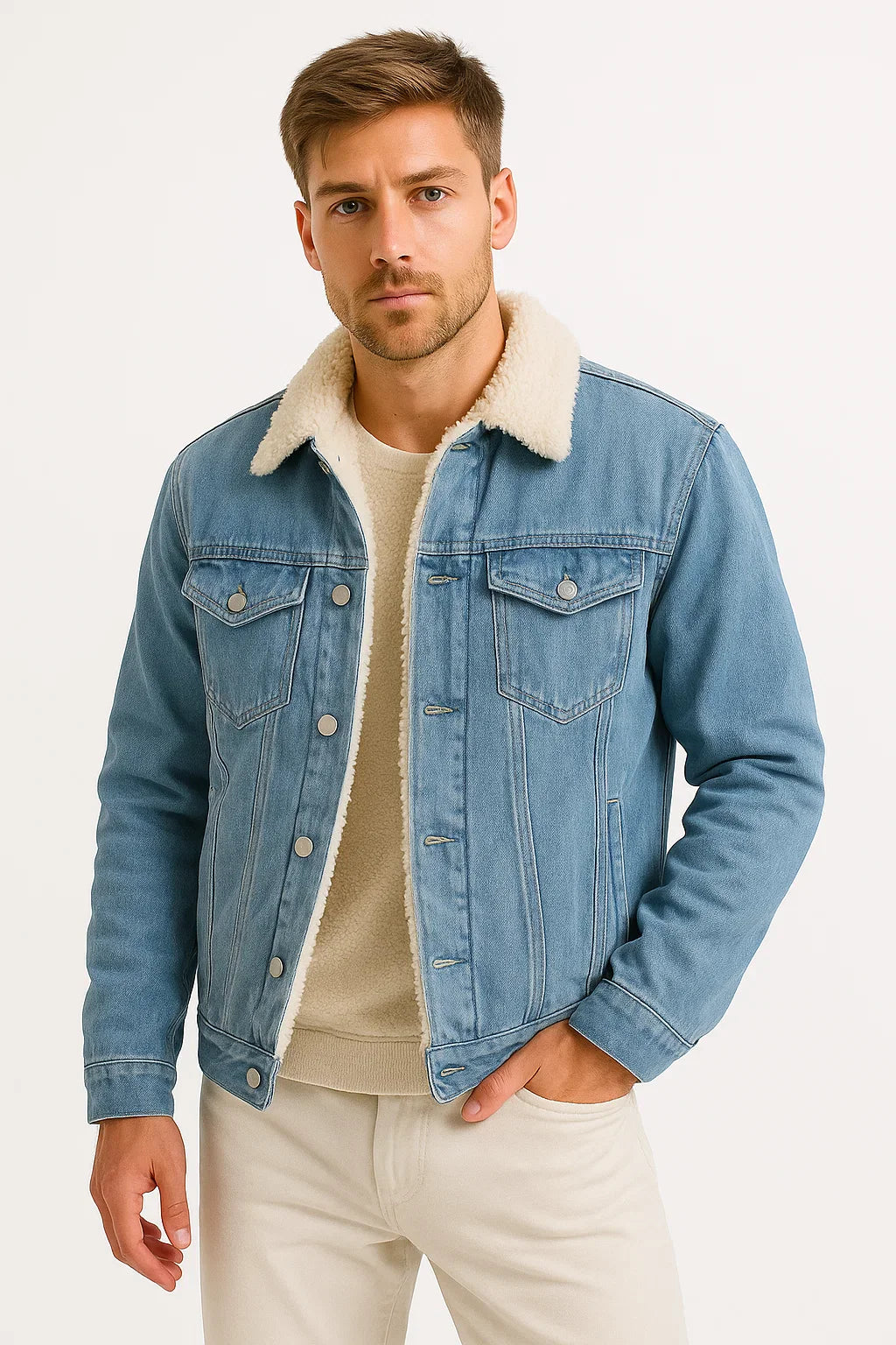 Oliver | Denim Jacket for Men with Fleece Lining and Loose Fit