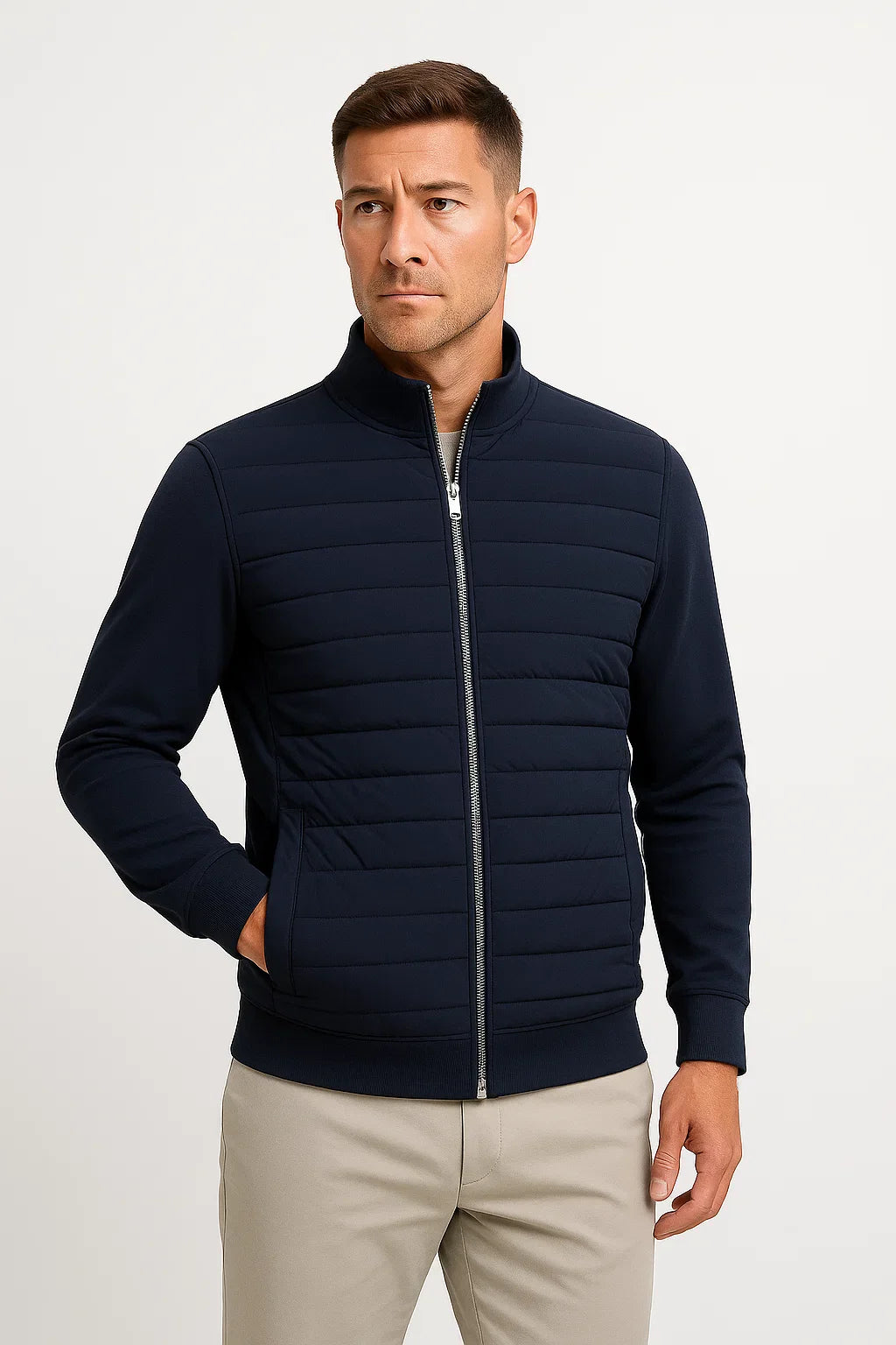 Emil | Hybrid Jacket for Men with Quilted Front and Knitted Sleeves