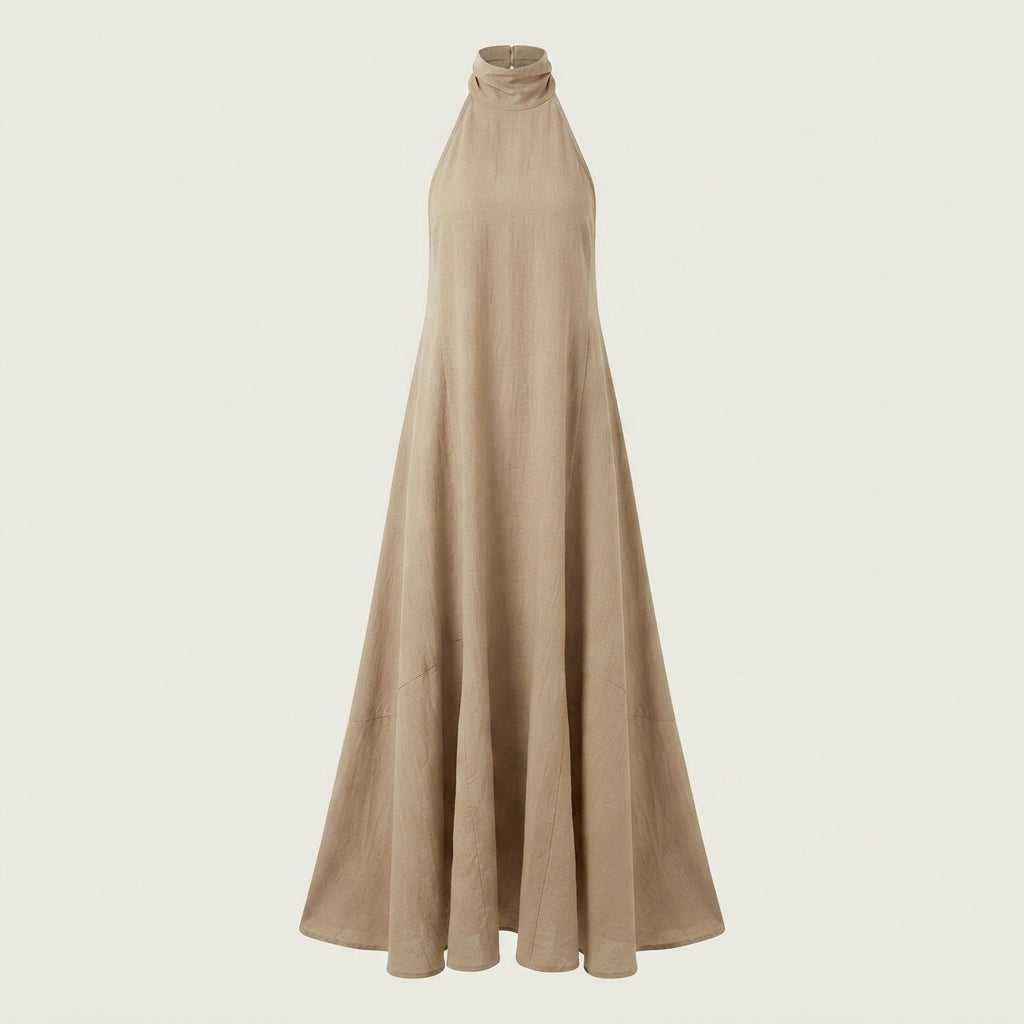 Bohemisk Halterneck Maxikjole Dame – Lang Kjole