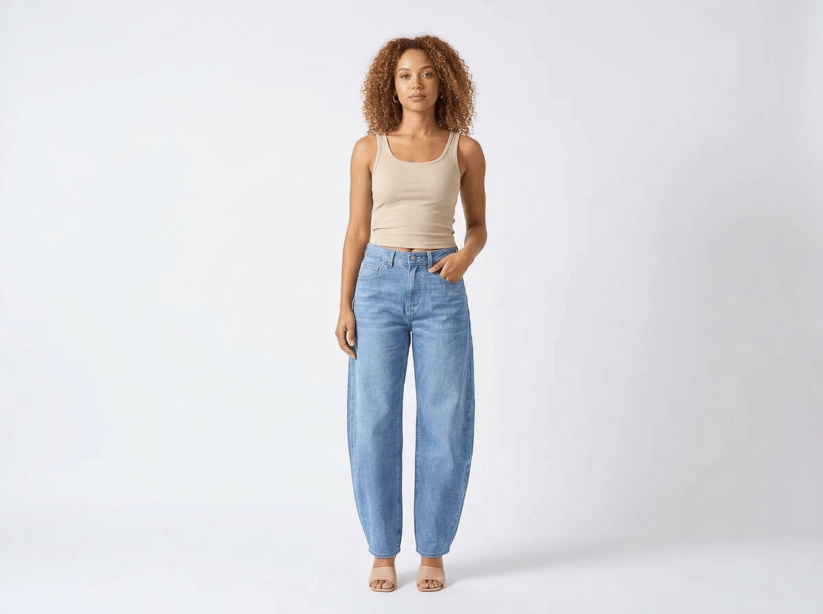 Astrid Barrel Leg Jeans Dame – Høj Talje i 100% Bomuld