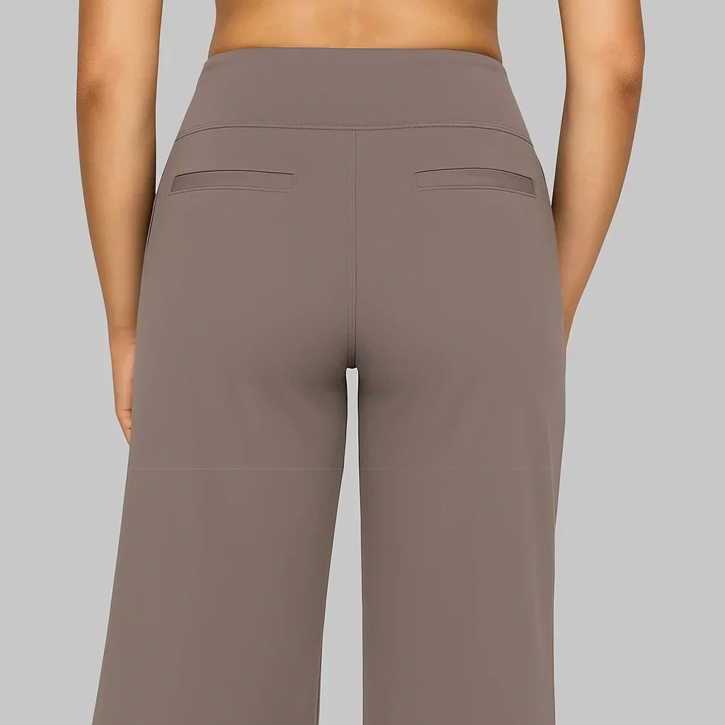 High Waist Wide Leg Stretch Trousers Women