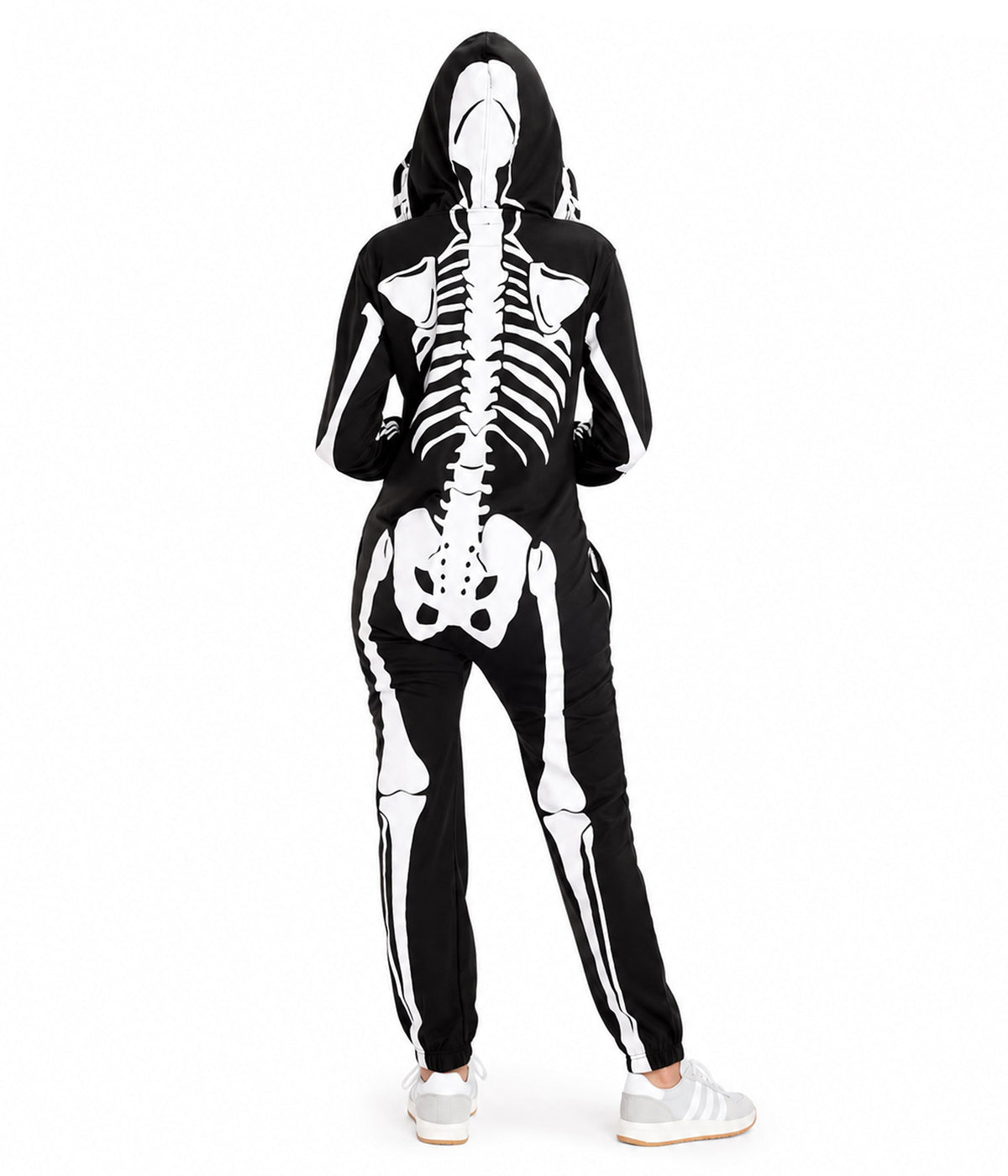 Skeletowe Onesie Damskie – Halloweenowy Kombinezon z Kapturem