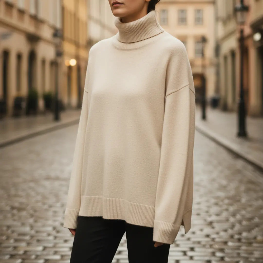 Nora | Sweater Dame – Rullekrave, Blød Komfort & Varm Pasform Til Vinter