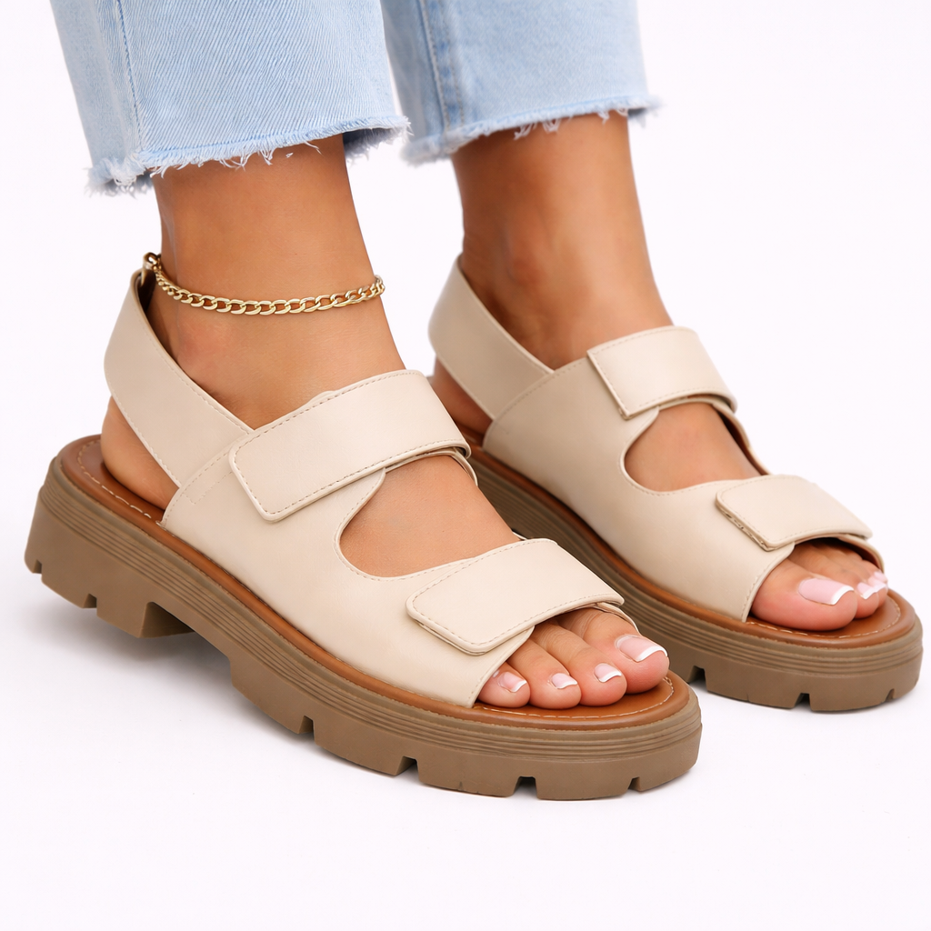 Thea Plateau Sandaler Dame Chunky – Justerbare Remme og Blød Sål
