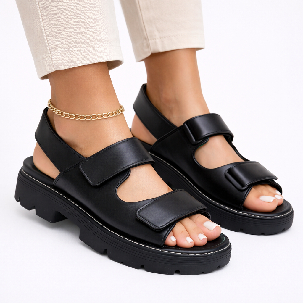 Thea Plateau Sandaler Dame Chunky – Justerbare Remme og Blød Sål