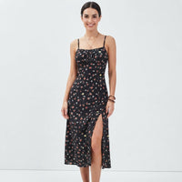 Blomstret Maxikjole Dame med Slids – Sommer
