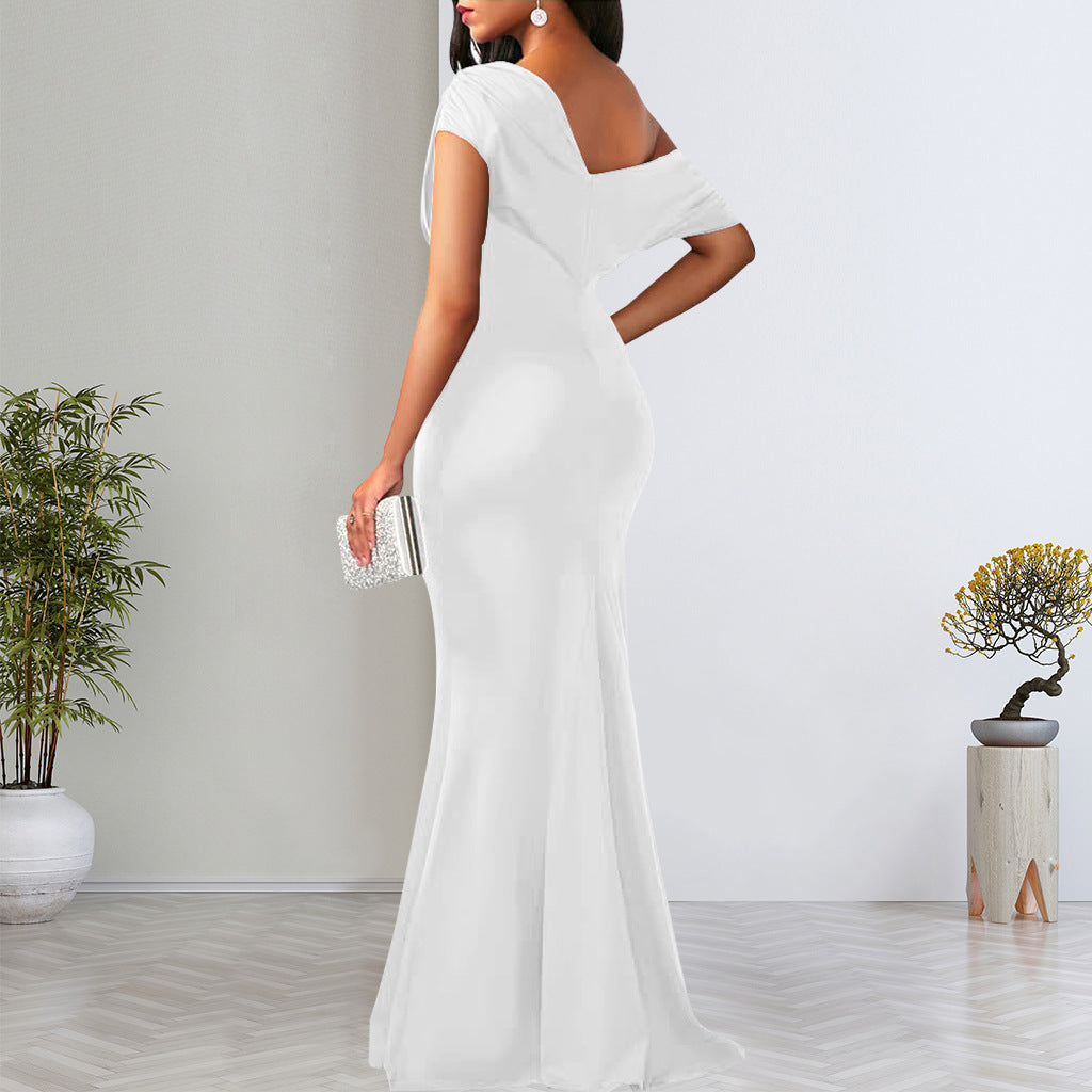 One-Shoulder Maxi Dress Women – Sleeveless Party