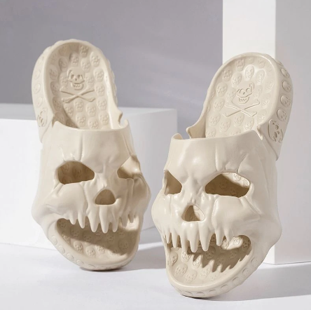 Halloween Slippers Men – Skull House Shoes with Soft Sole