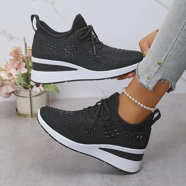 Platform Sneakers Dame Similisten – Snøre med Chunky Sål