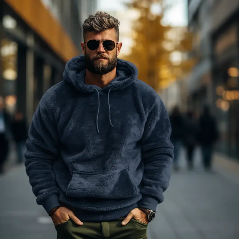 Mads | Hættetrøje Mænd Med Plysfor Indvendigt Afslappet Pasform Til Vinter