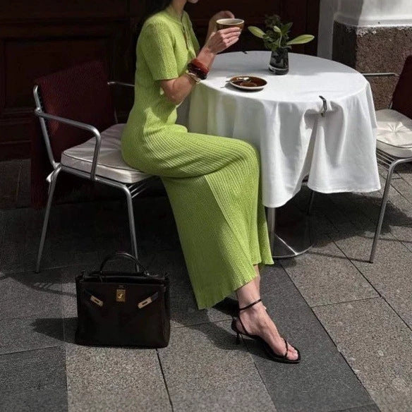 Elegant Maxikjole Dame – Figursyet med Kort Ærme
