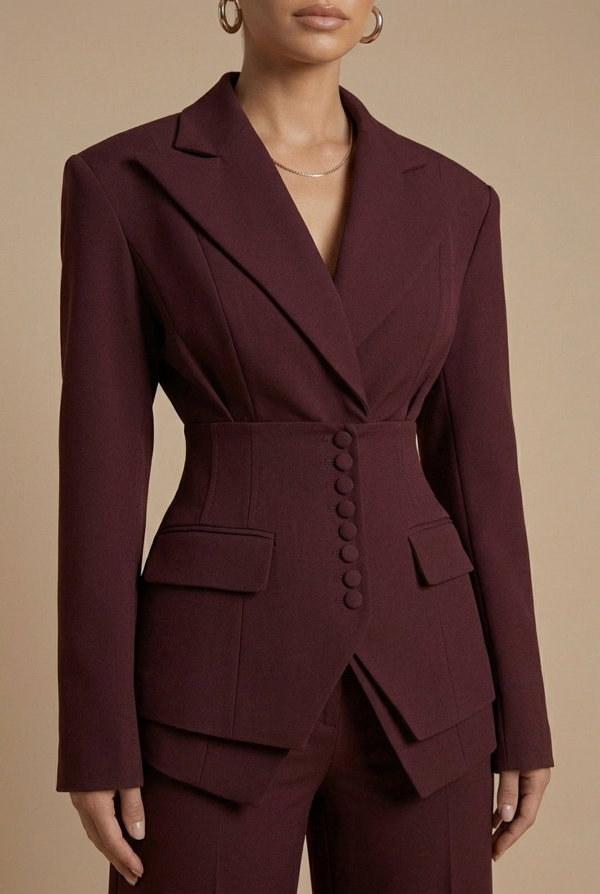 Vera | Skræddersyet Jakkesæt Dame med Peaked Lapel & Vide Bukser | Elegant Look til Kontor og Aften Events 4