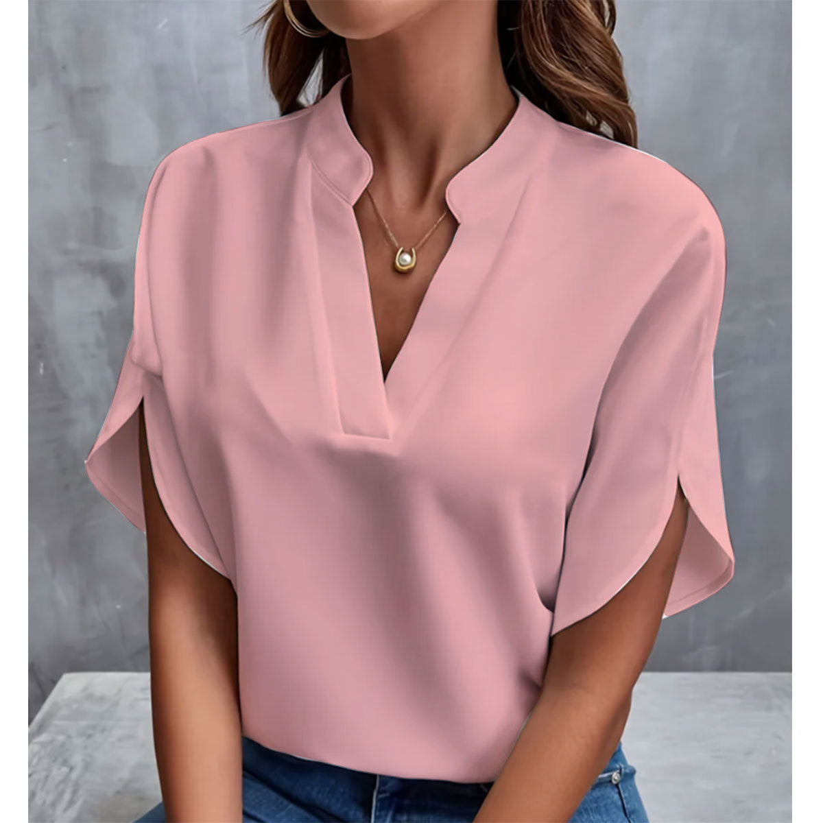 Chiffon Bluse Dame V-Hals – Let og Luftig