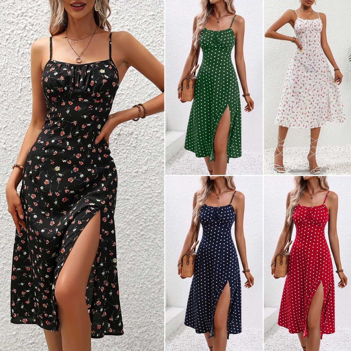 Blomstret Maxikjole Dame med Slids – Sommer
