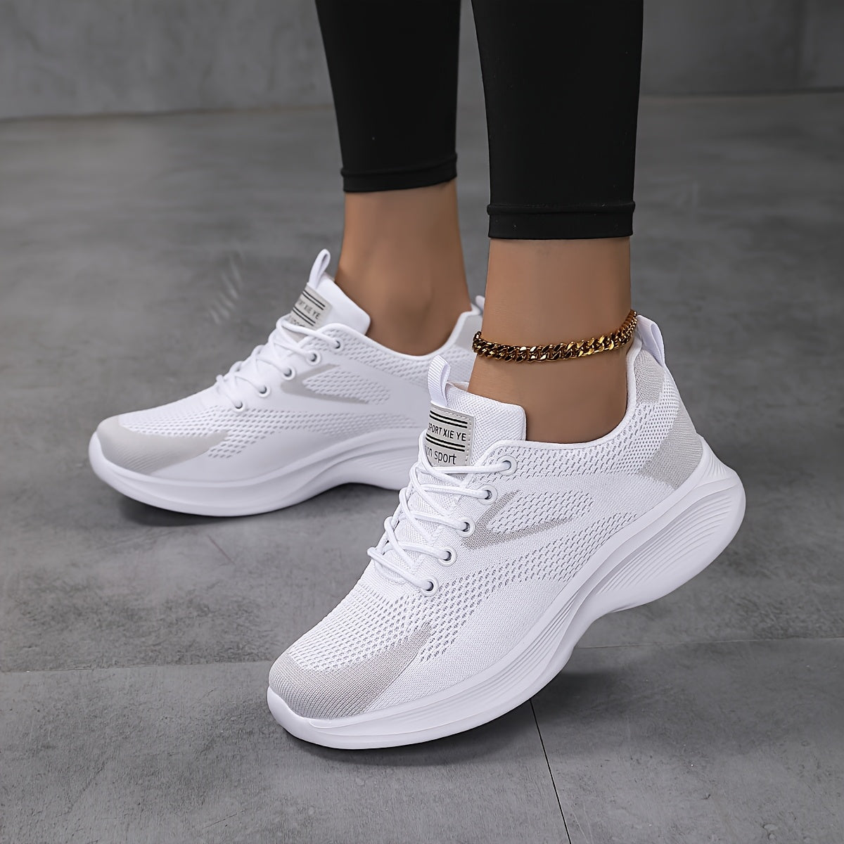 Sneakers Dame – Hvide Bløde Komfort Snøresneakers i Mesh