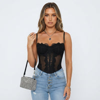 Korset Top Dame Blonde – Snøre Bustier Top til Fest