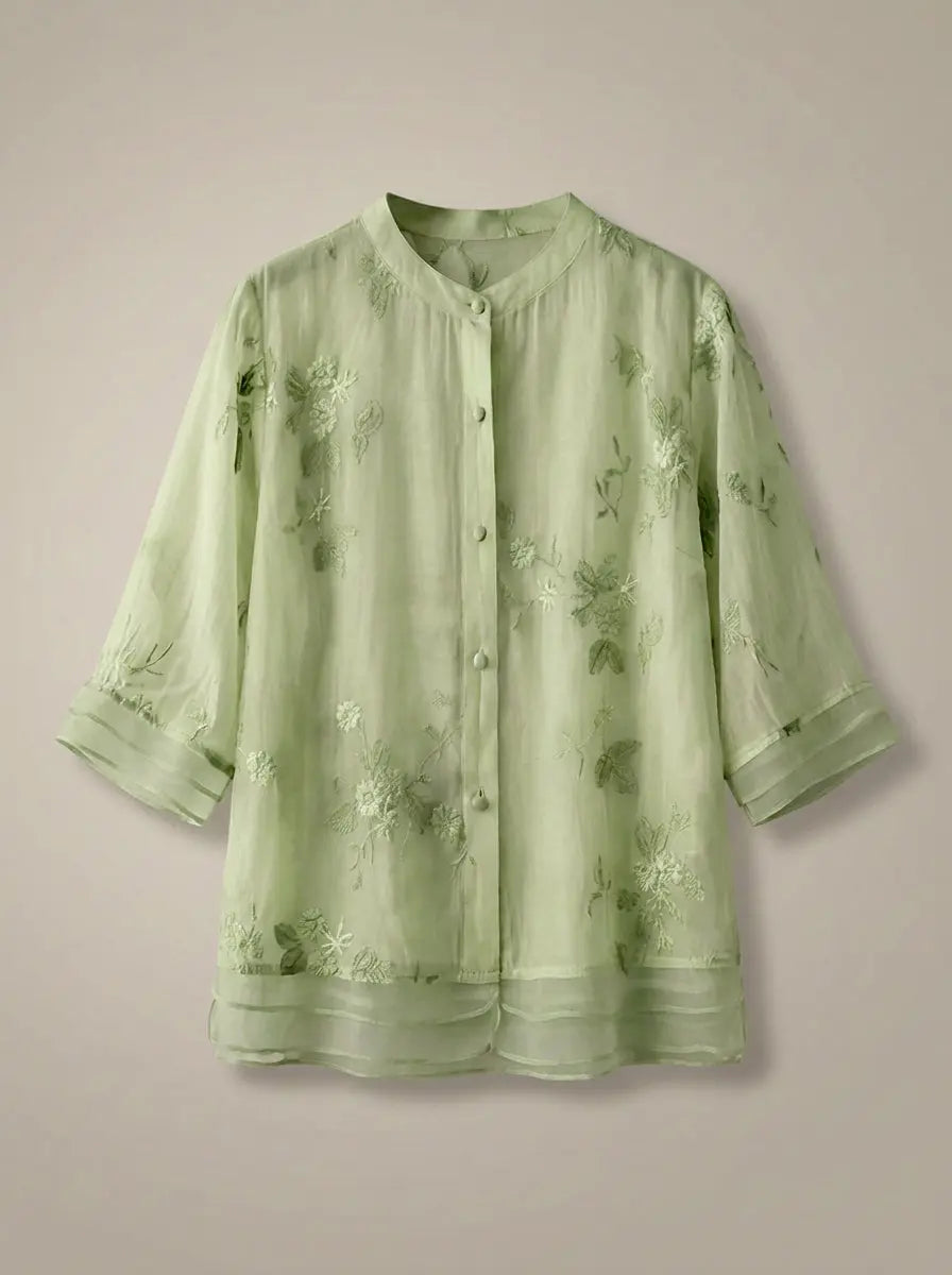 Alba | Bluse Dame med 3/4 Ærmer & Smock Detalje | Let Sommerbluse til Komfort og Stil 6