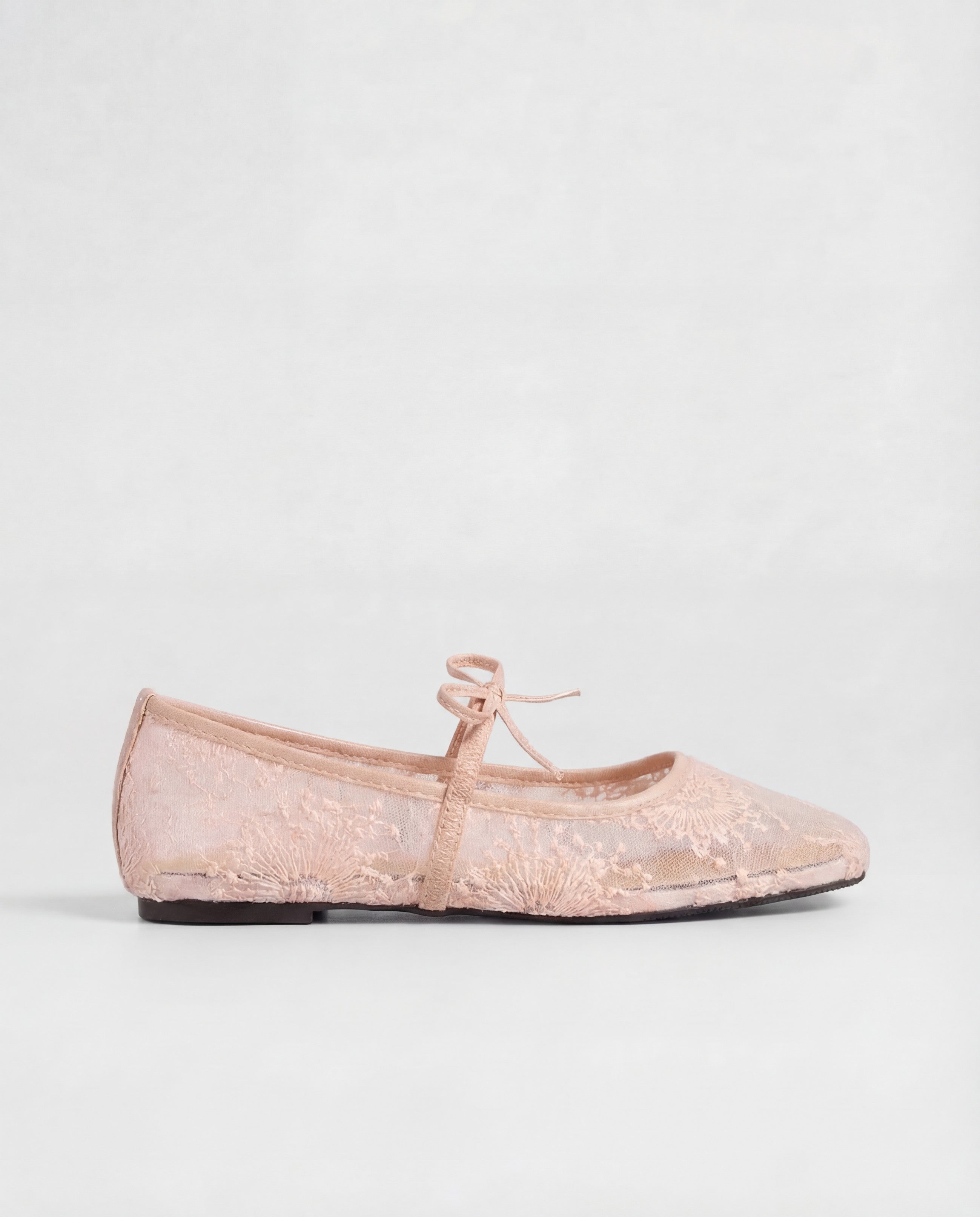 Blonde Ballerina Sko Dame – Firkantet Tå i Mesh, Lyserød