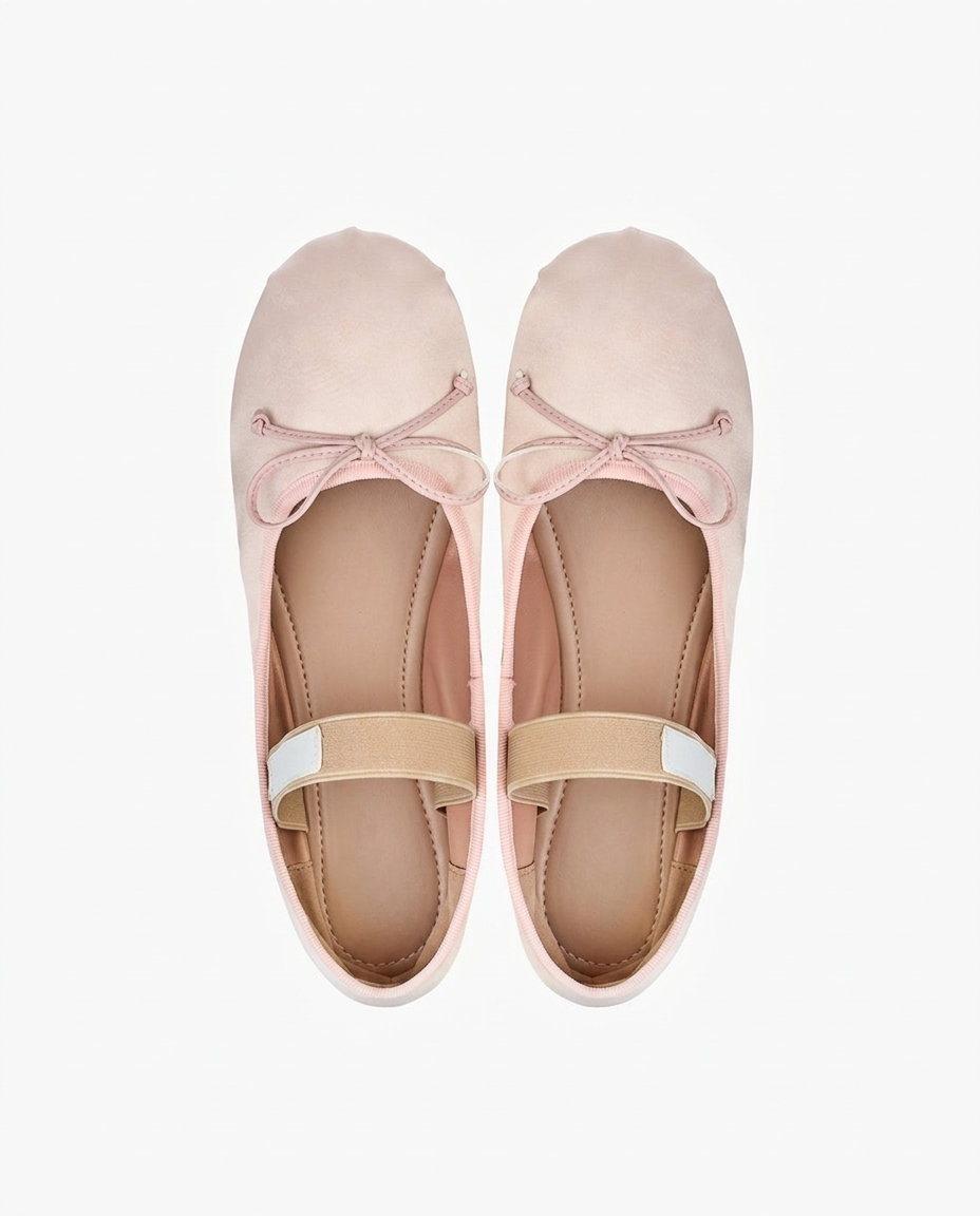 Satin Ballerina Sko Dame – Rund Snude i Blødt Satin