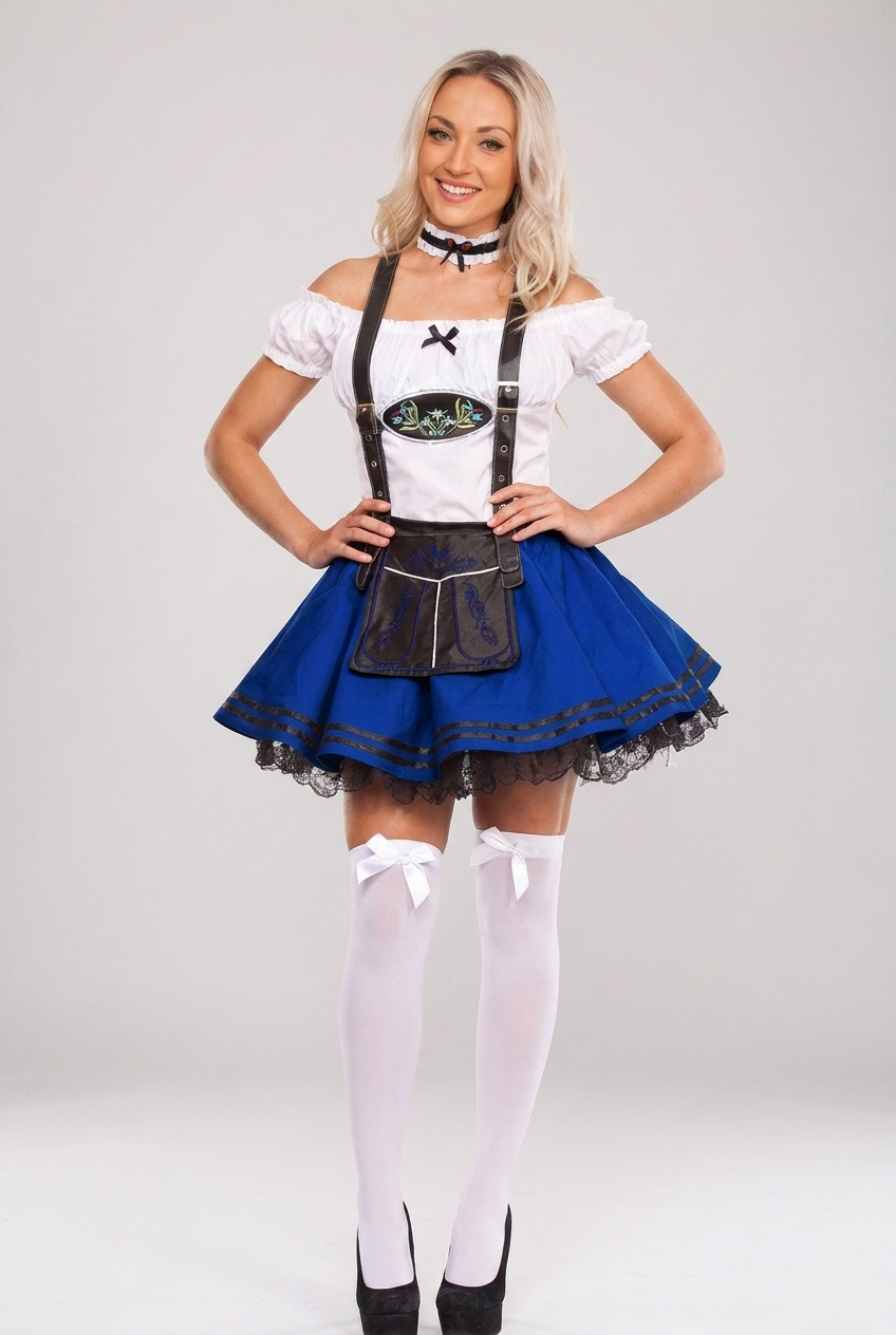 Oktoberfest Kostume Dame Ølpige Blå – Top og Nederdel