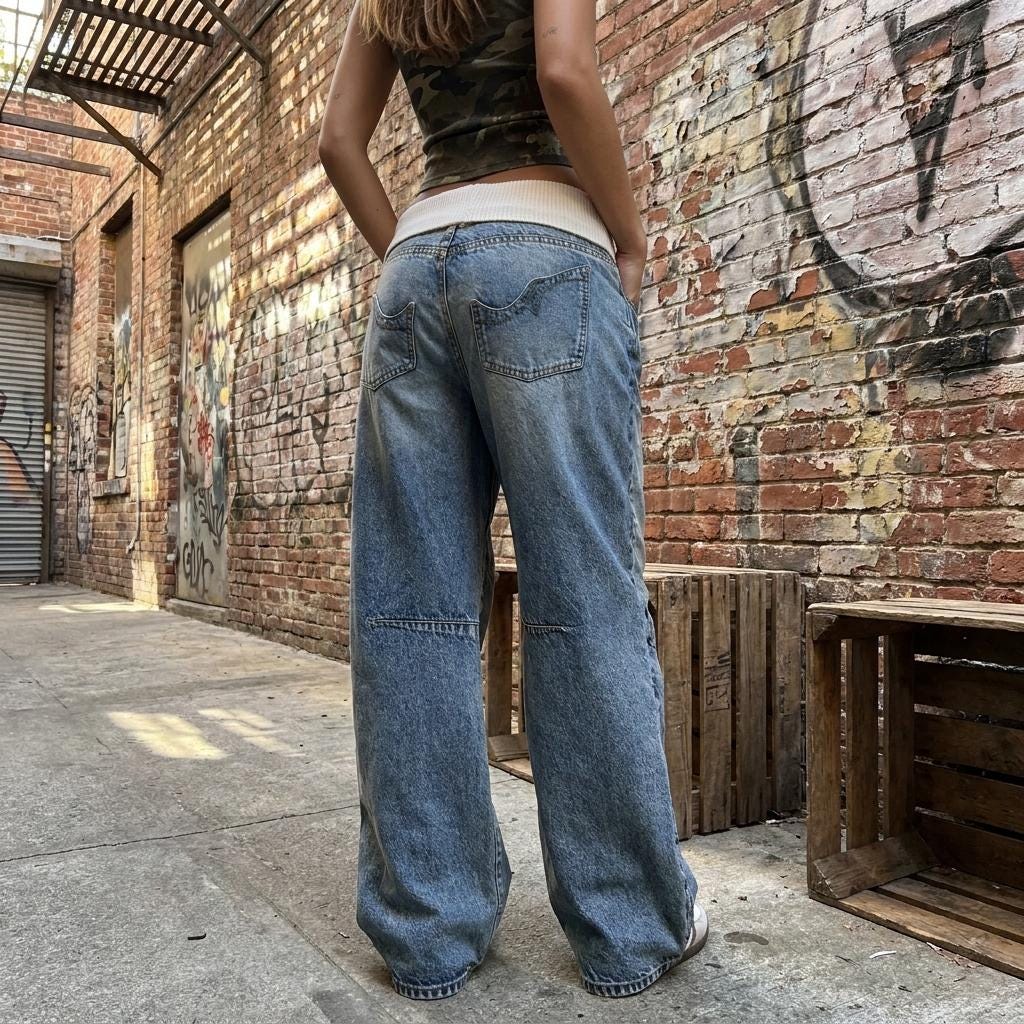 High Waisted Baggy Jeans Women Vintage Wash
