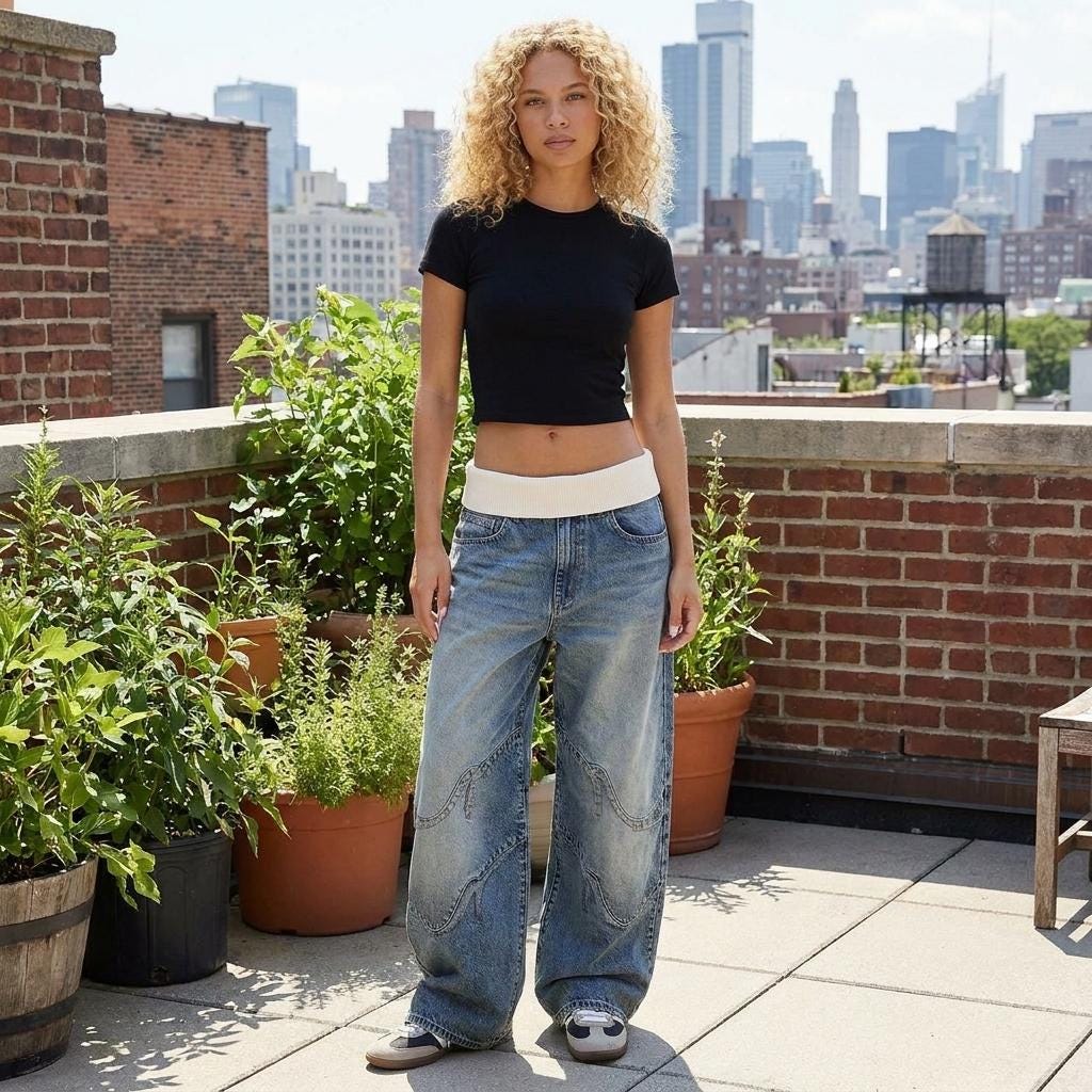 High Waisted Baggy Jeans Women Vintage Wash