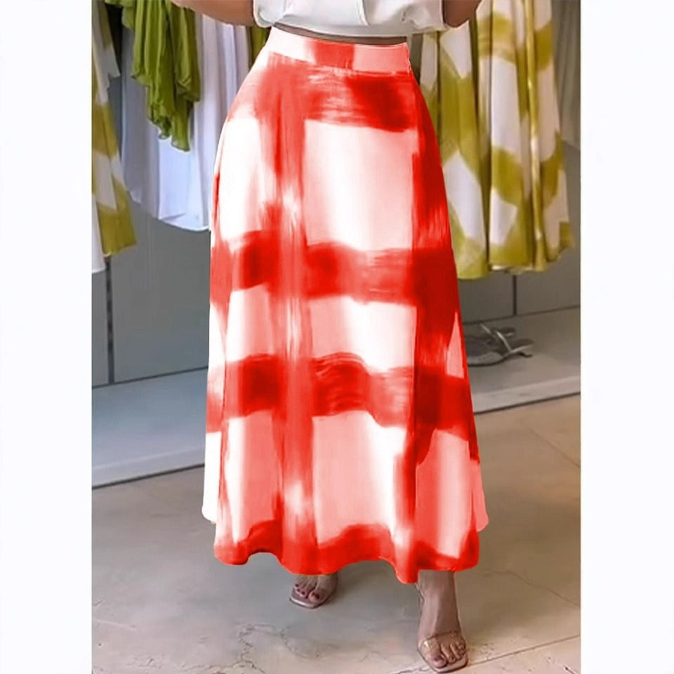 A-line Maxinederdel med Abstrakt Print | Elegant Høj Talje Design til Hverdagsbrug 2