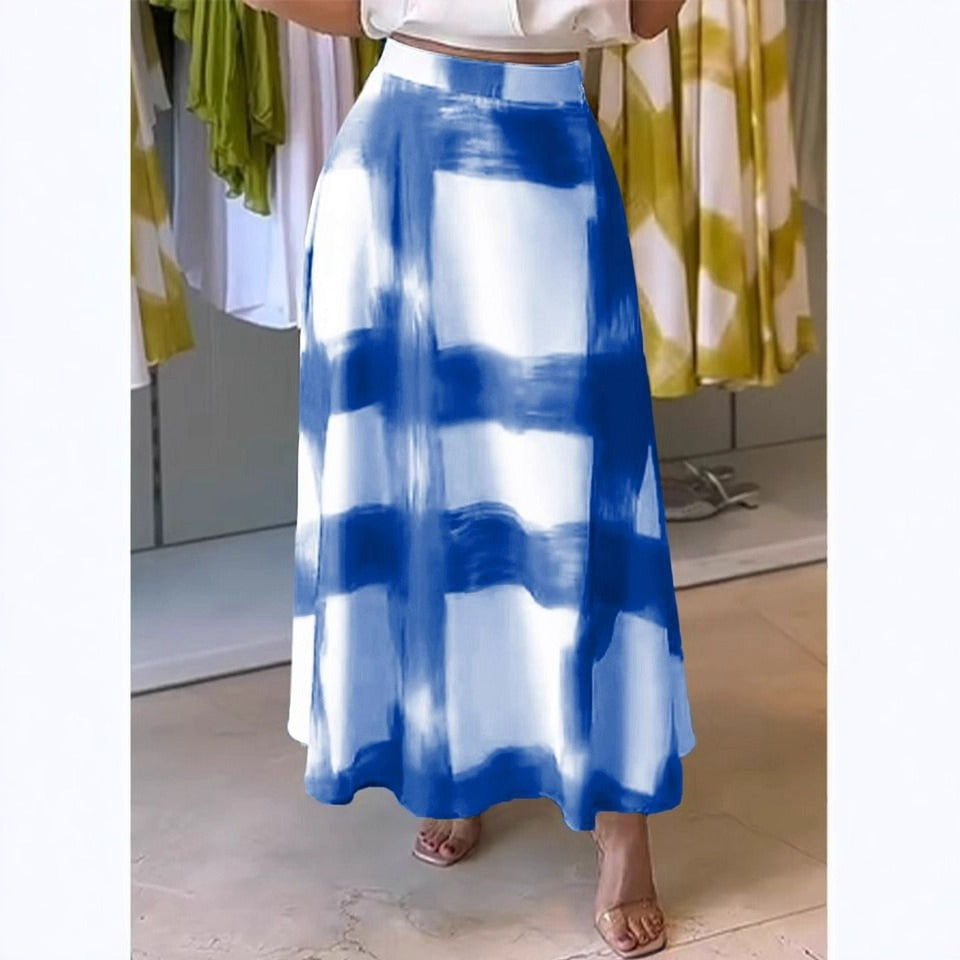 A-line Maxinederdel med Abstrakt Print | Elegant Høj Talje Design til Hverdagsbrug 6