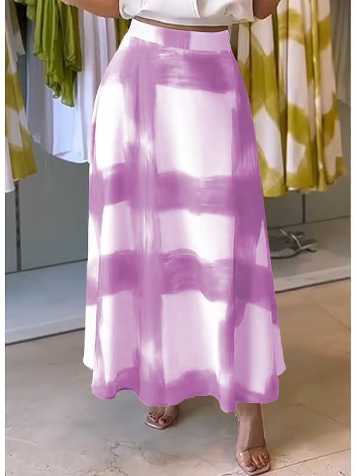 A-line Maxinederdel med Abstrakt Print | Elegant Høj Talje Design til Hverdagsbrug 4