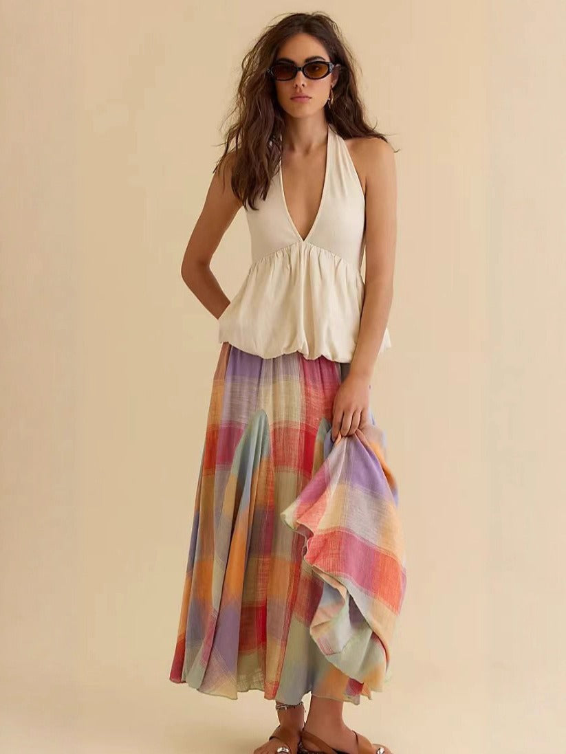 Maxi Nederdel | Ternet Print med Elastisk Talje | Let og Luftig Design til Sommerdage 1