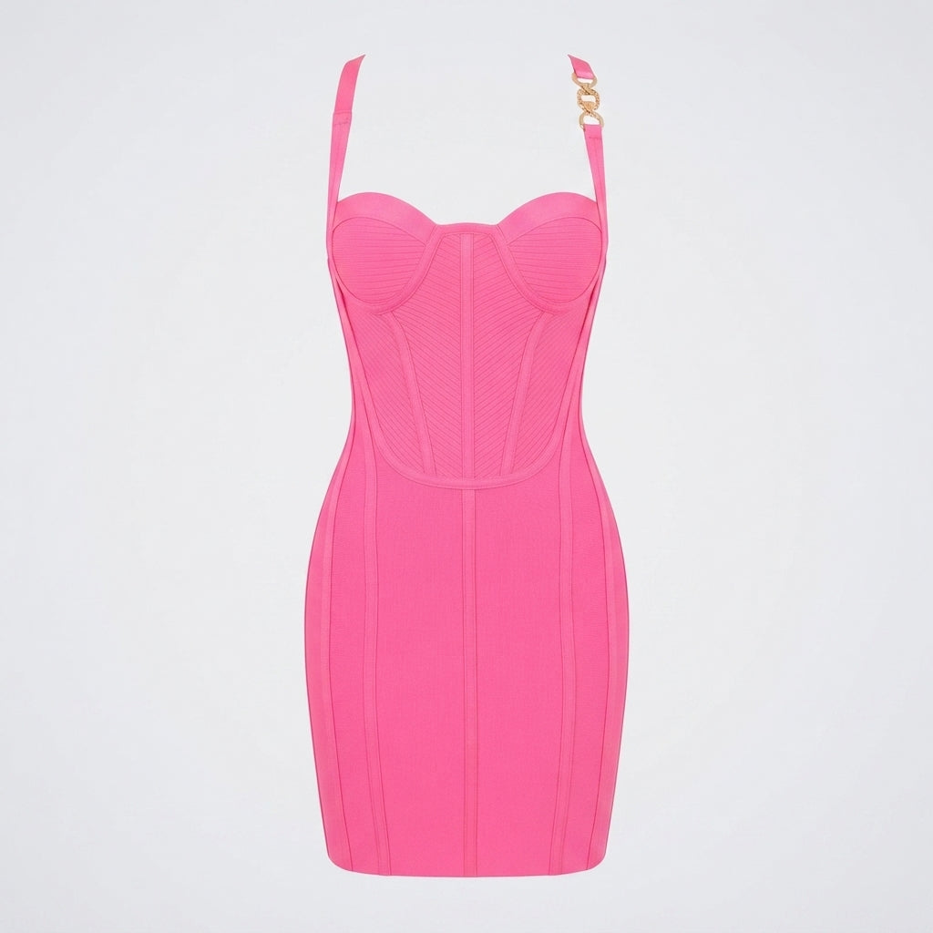 Bandage Cocktail Dress Women – Light Pink Fitted