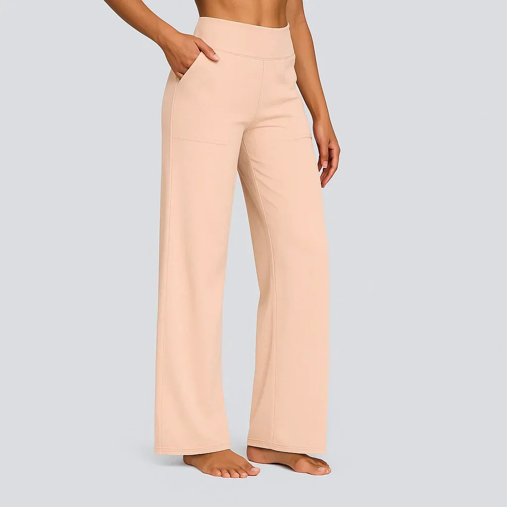 High Waist Wide Leg Stretch Trousers Women