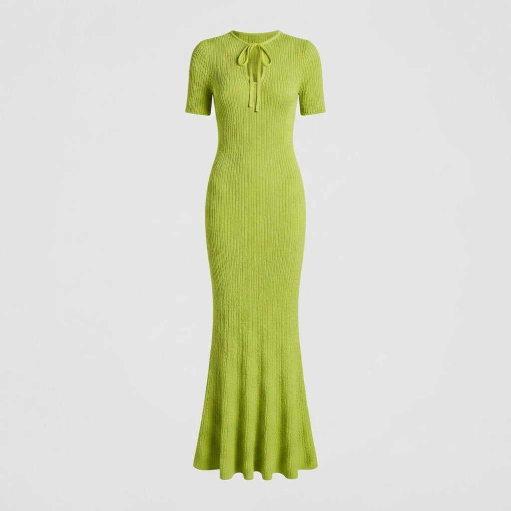 Elegant Maxikjole Dame – Figursyet med Kort Ærme