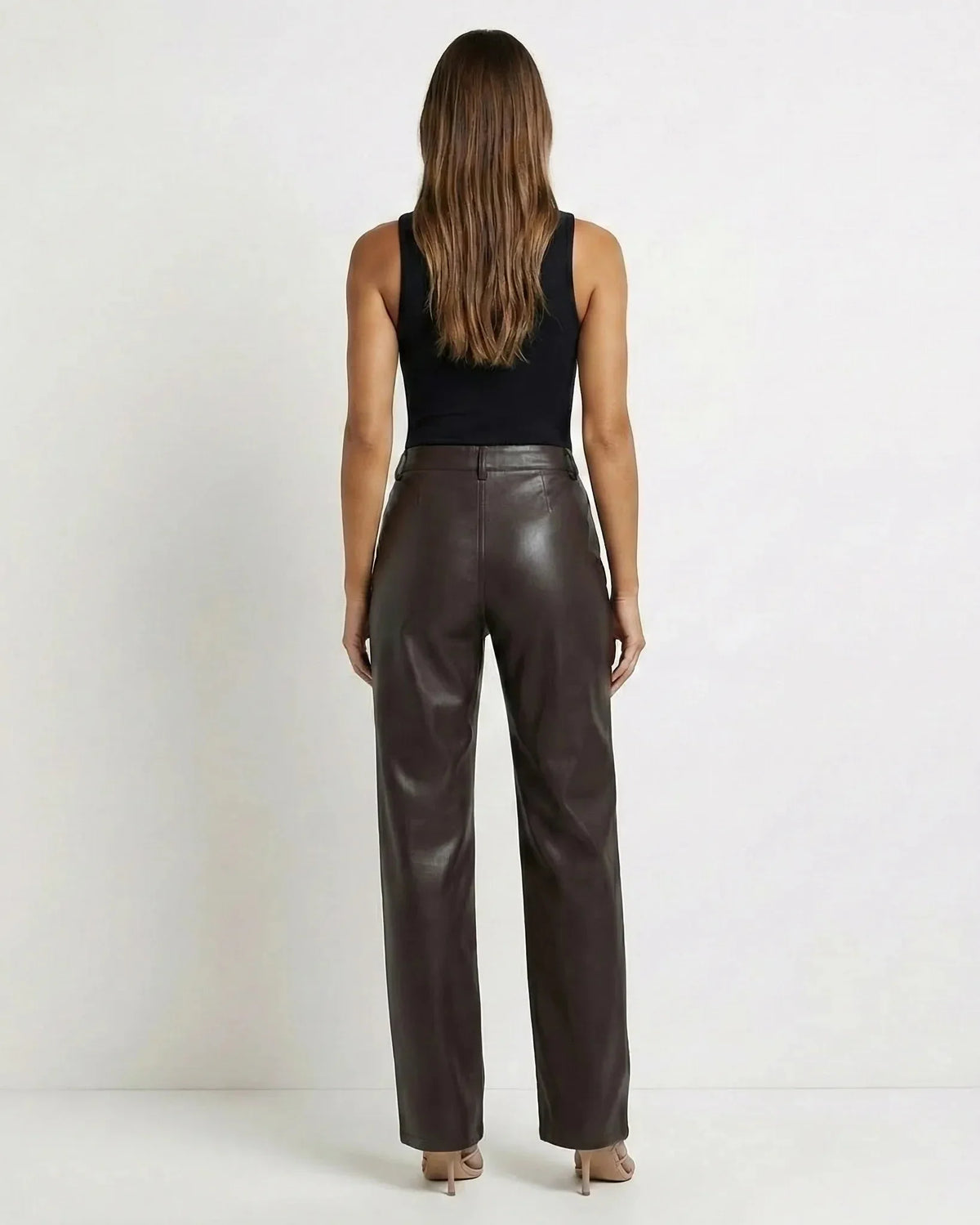 Faux Leather Trousers Women – High Waist Straight Leg Trousers