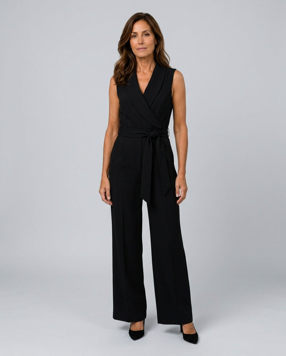 Wrap Jumpsuit Women – Sleeveless Wide Leg Cocktail Jumpsuit