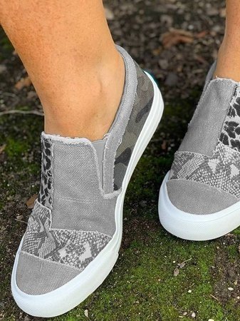 Slip-On Sneakers Dame – Leopard Dyreprint Canvas Sko med Plateau