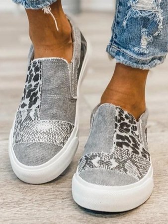 Slip-On Sneakers Dame – Leopard Dyreprint Canvas Sko med Plateau