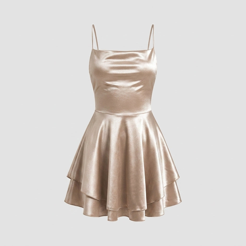 Satin Minikjole Dame Cowl Neck – Kort Kjole