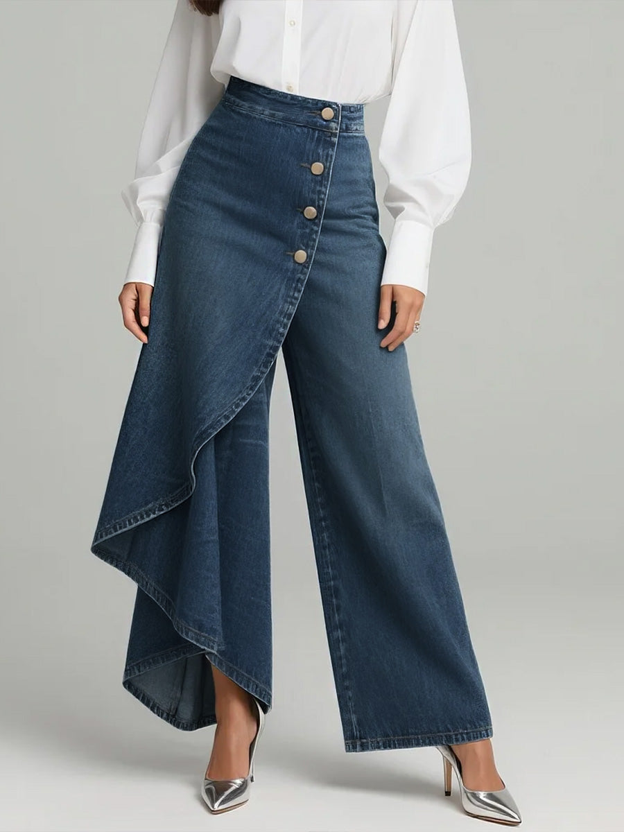 Wide Leg Jeans Dame – Højtaljede Løse Jeans med Vide Ben