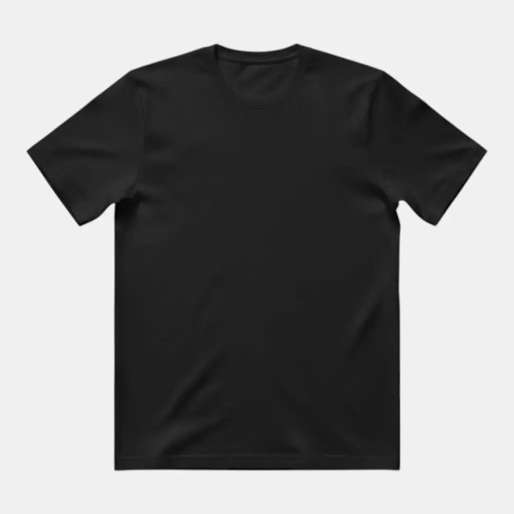 Panorla men's black cotton t-shirt with short sleeves and a round neck. Comfortable and casual.