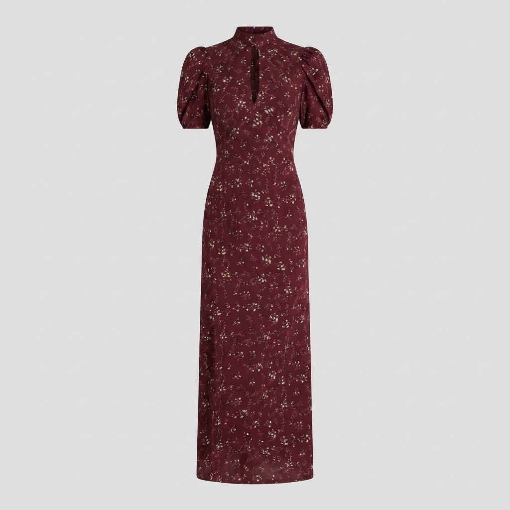 Elegant Maxikjole Dame – Kort Ærme og Figursyet