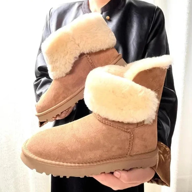 Women's Sheepskin Snow Boots – Waterproof, Wool-Lined Warmth