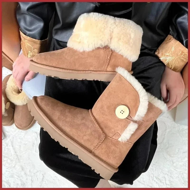 Women's Sheepskin Snow Boots – Waterproof, Wool-Lined Warmth